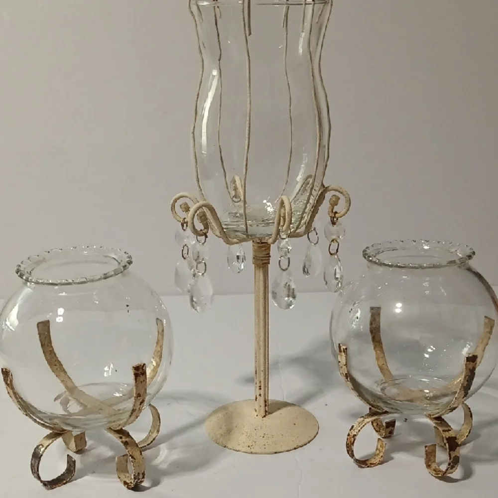 Shabby Chic/Rustic Candle Holder Set Of 3